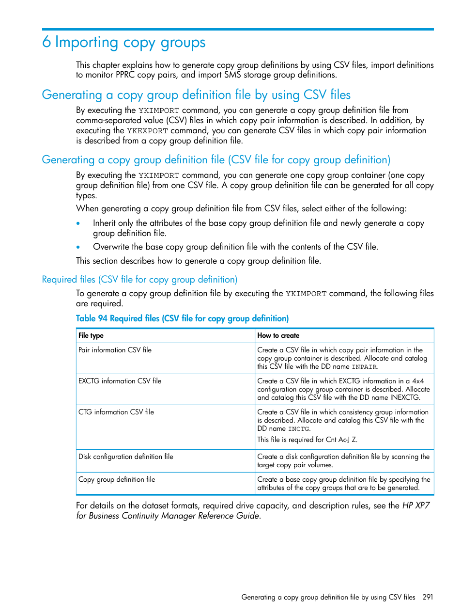 6 importing copy groups | HP XP Racks User Manual | Page 291 / 764