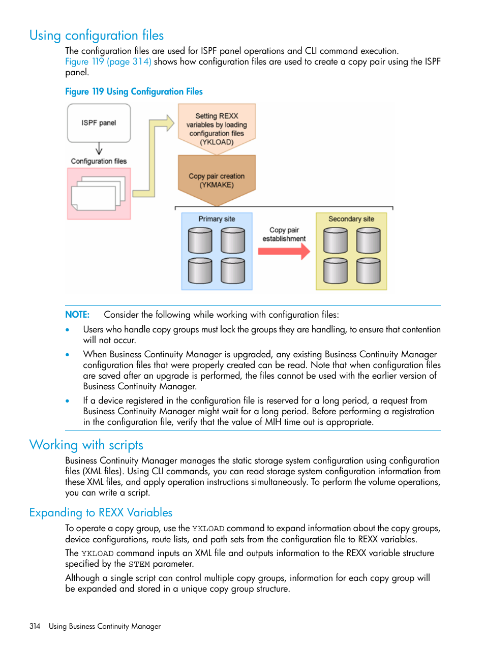 Using configuration files, Working with scripts, Expanding to rexx variables | Using configuration files working with scripts | HP XP Racks User Manual | Page 314 / 764