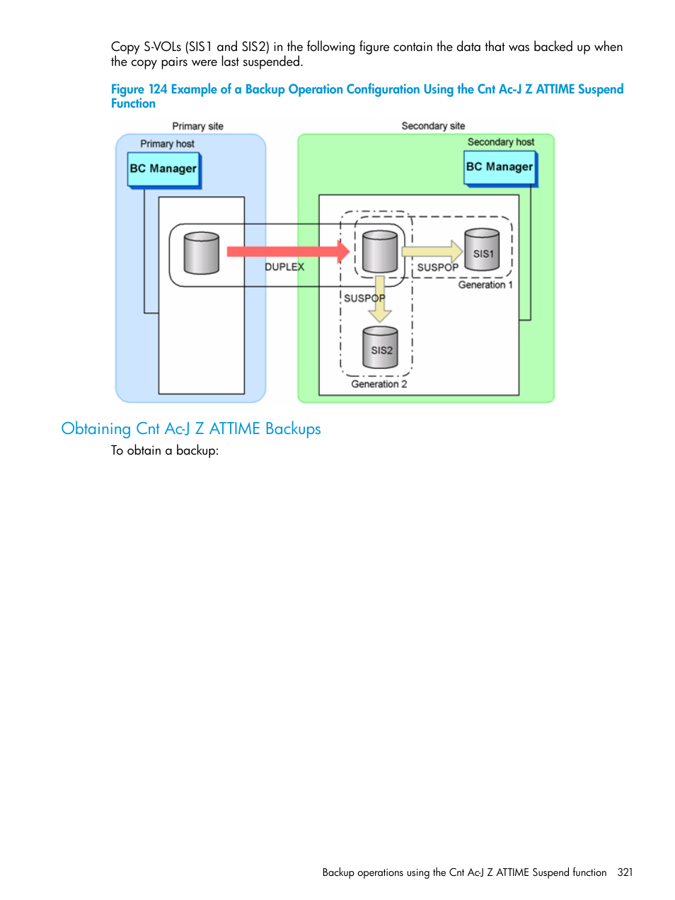 Obtaining cnt ac-j z attime backups | HP XP Racks User Manual | Page 321 / 764