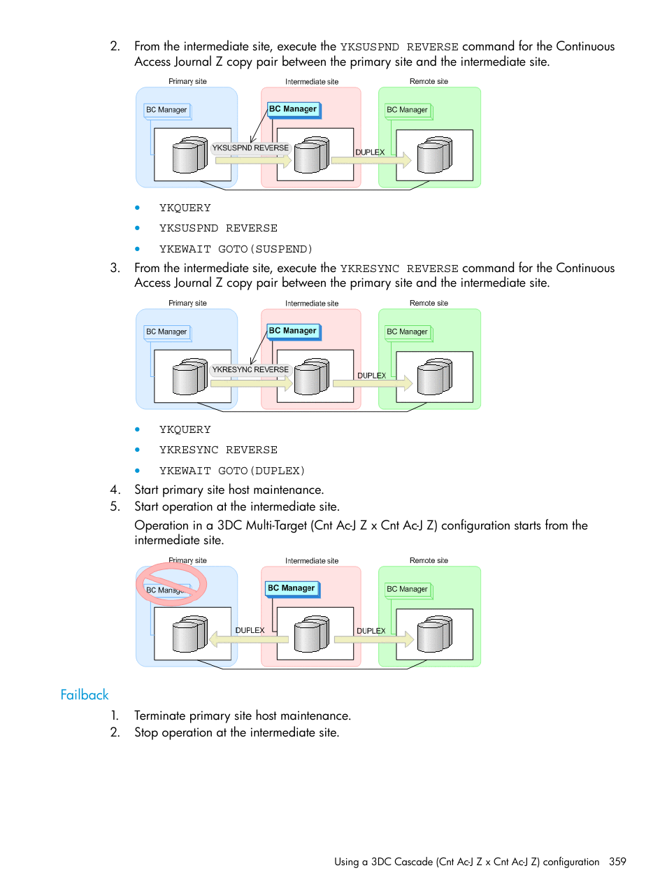 Failback | HP XP Racks User Manual | Page 359 / 764