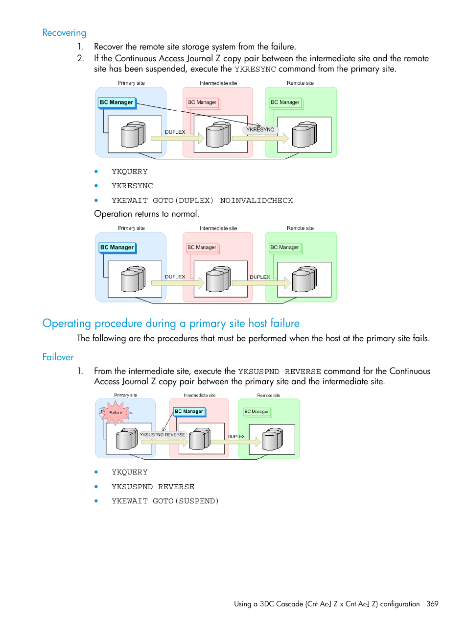 Recovering, Failover | HP XP Racks User Manual | Page 369 / 764