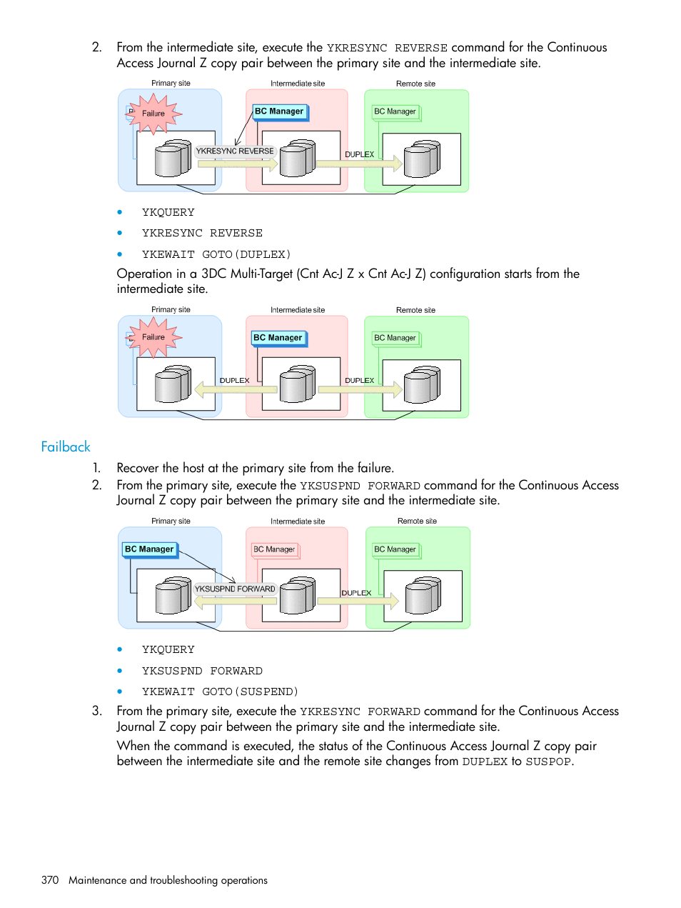 Failback | HP XP Racks User Manual | Page 370 / 764