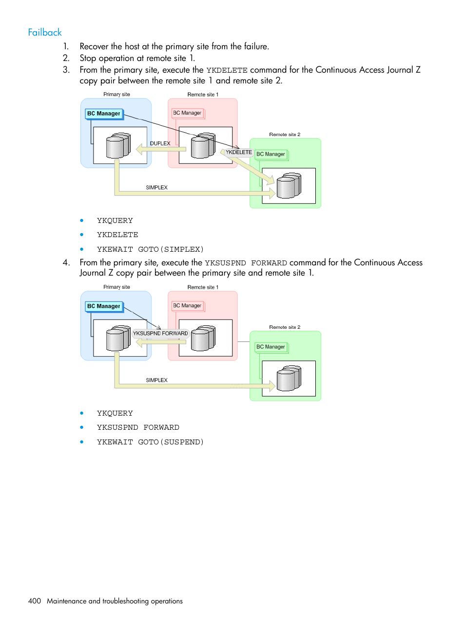 Failback | HP XP Racks User Manual | Page 400 / 764