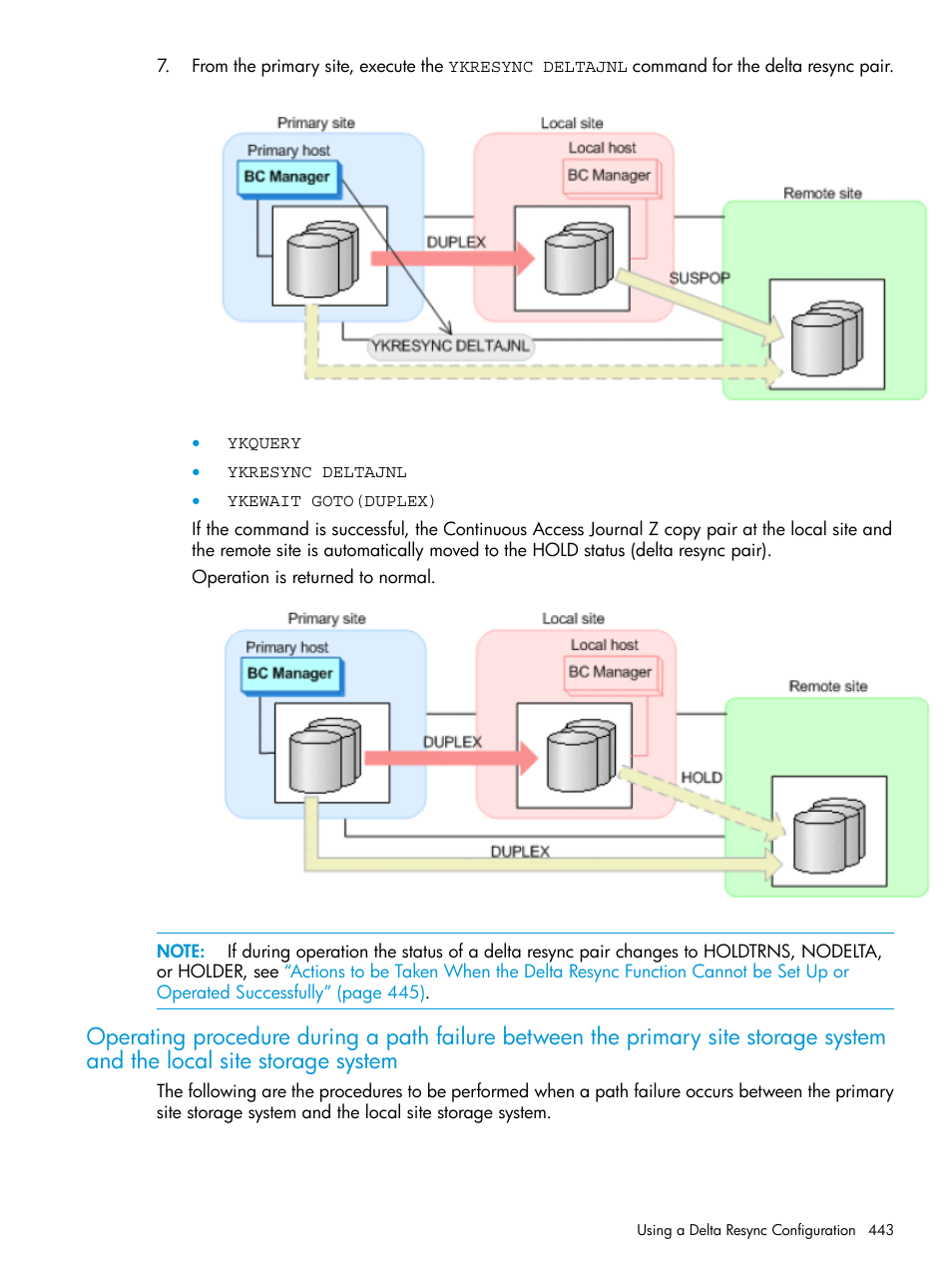 Operating procedure during a path failure, Operating procedure during | HP XP Racks User Manual | Page 443 / 764