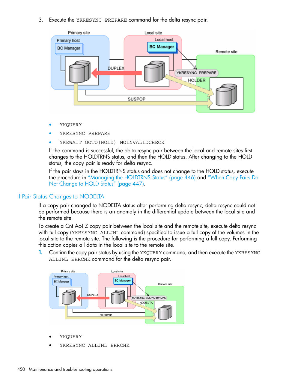 If pair status changes to nodelta | HP XP Racks User Manual | Page 450 / 764