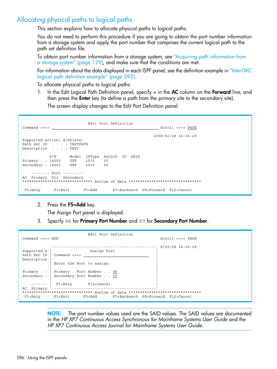 Allocating physical paths to logical paths | HP XP Racks User Manual | Page 596 / 764