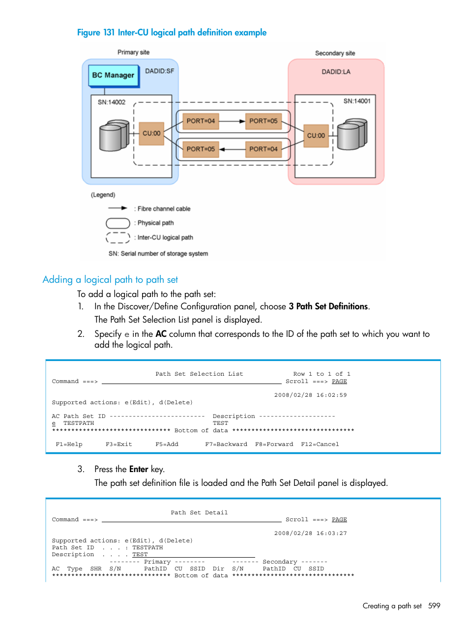 Adding a logical path to path set | HP XP Racks User Manual | Page 599 / 764