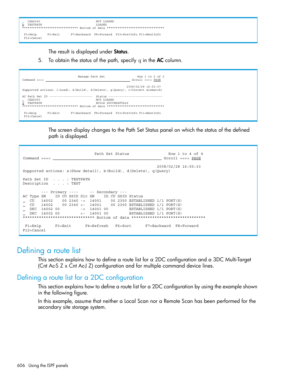 Defining a route list, Defining a route list for a 2dc configuration | HP XP Racks User Manual | Page 606 / 764