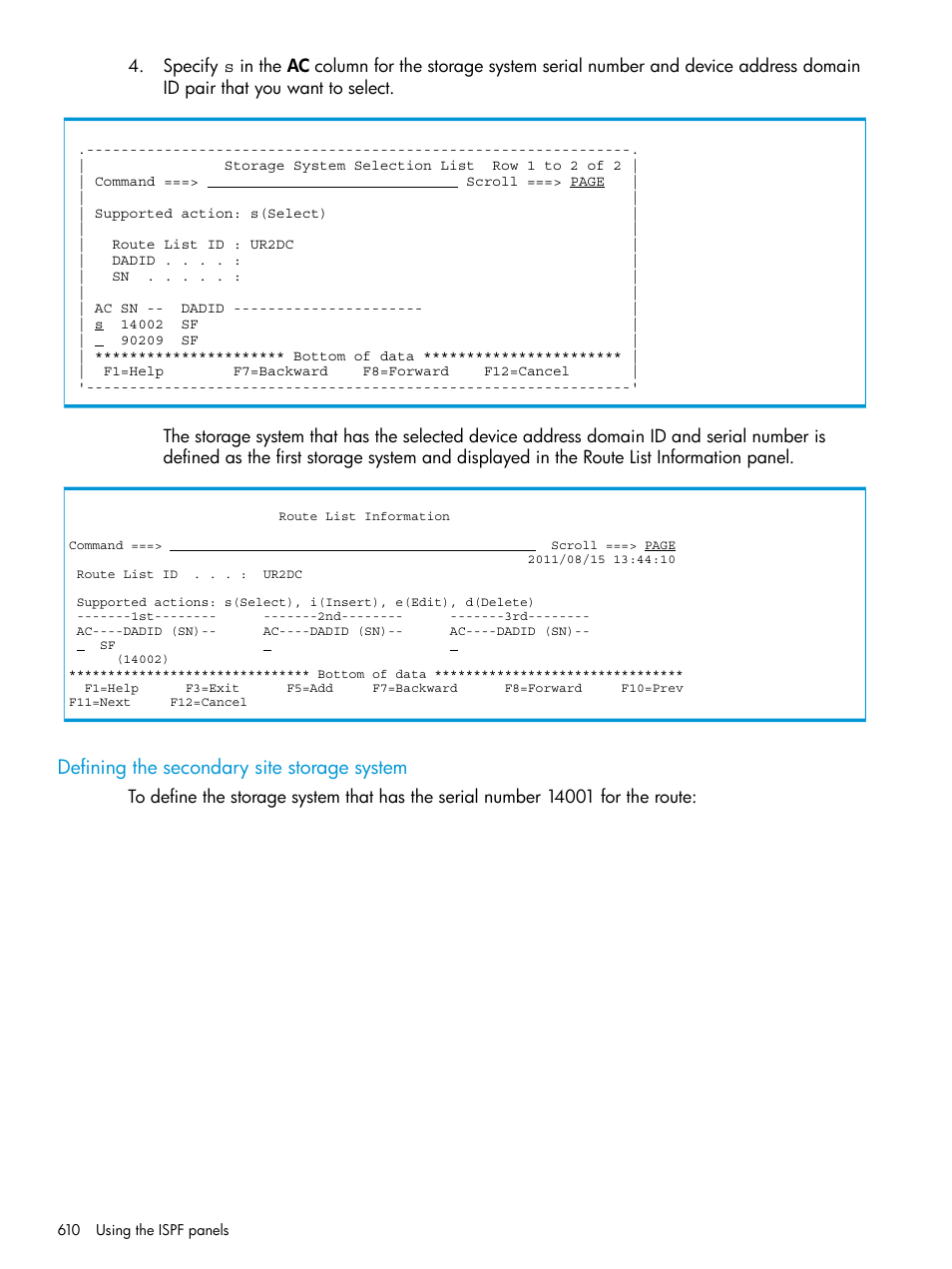 Defining the secondary site storage system | HP XP Racks User Manual | Page 610 / 764