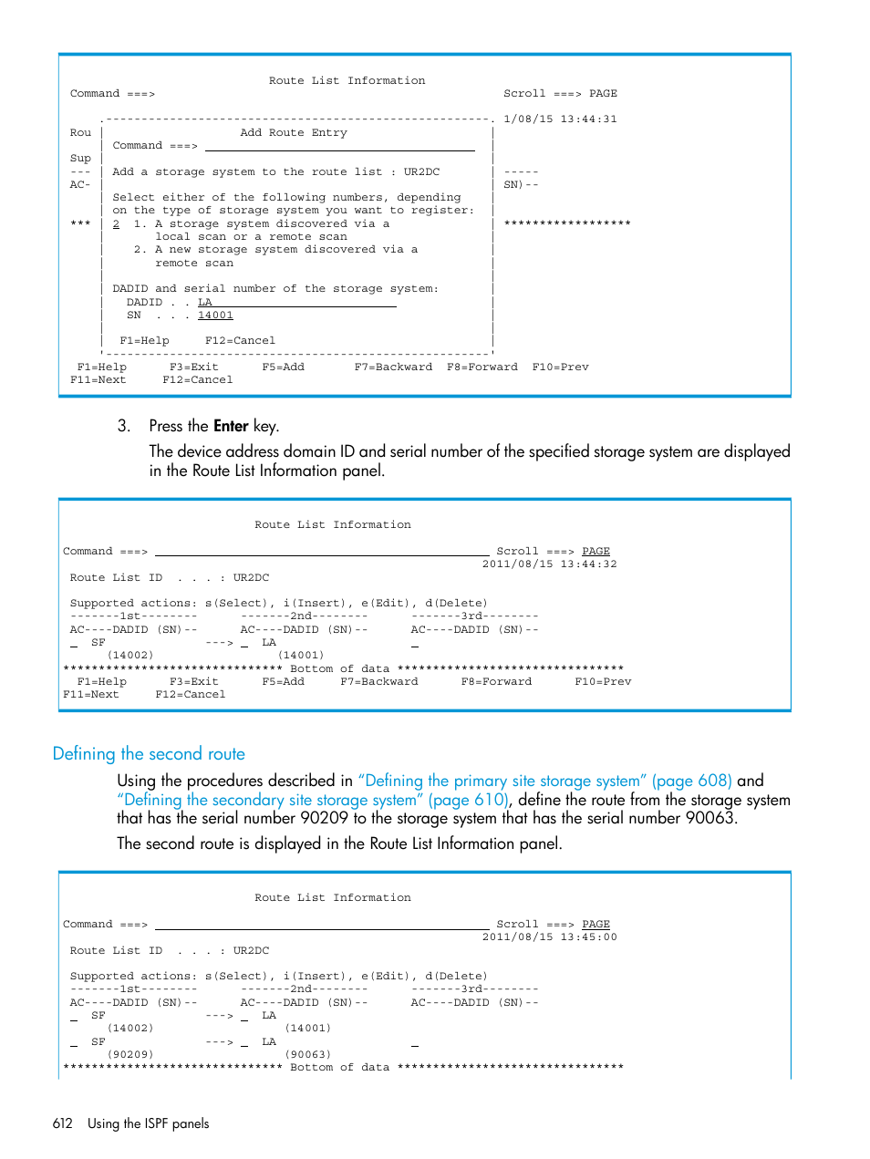 Defining the second route | HP XP Racks User Manual | Page 612 / 764