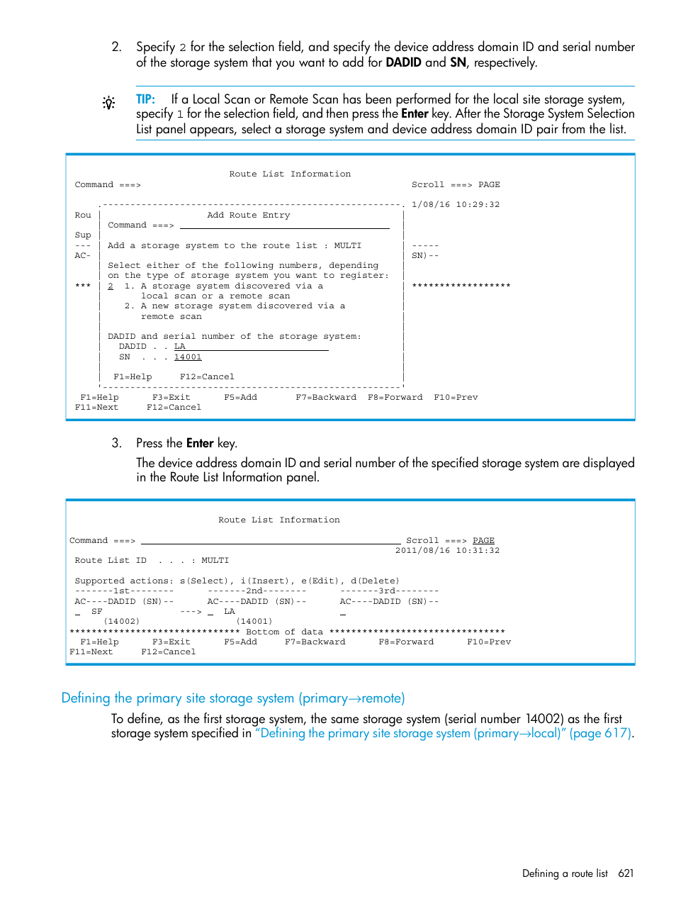 Defining the primary site storage system (primary, Remote) | HP XP Racks User Manual | Page 621 / 764