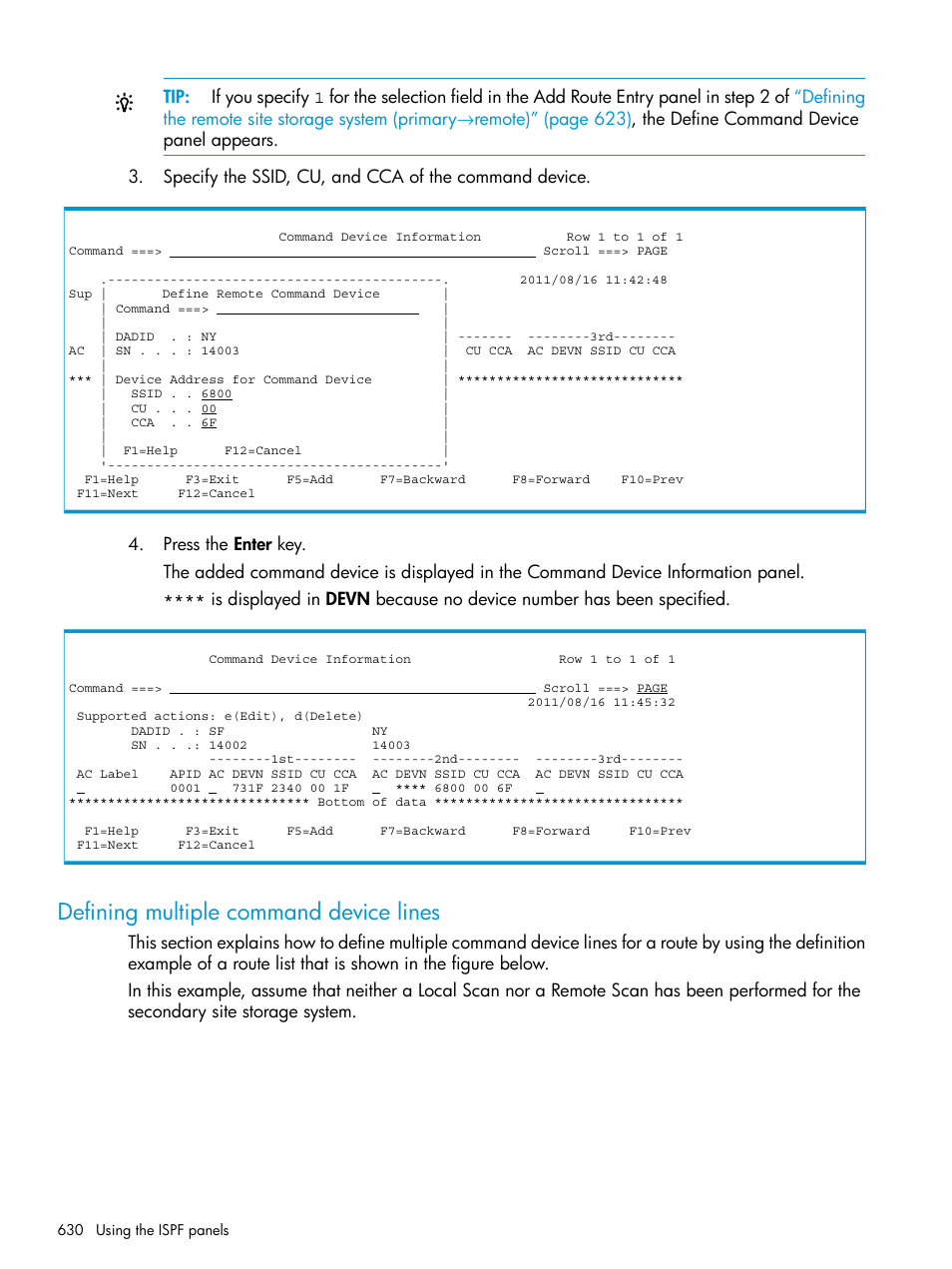 Defining multiple command device lines | HP XP Racks User Manual | Page 630 / 764