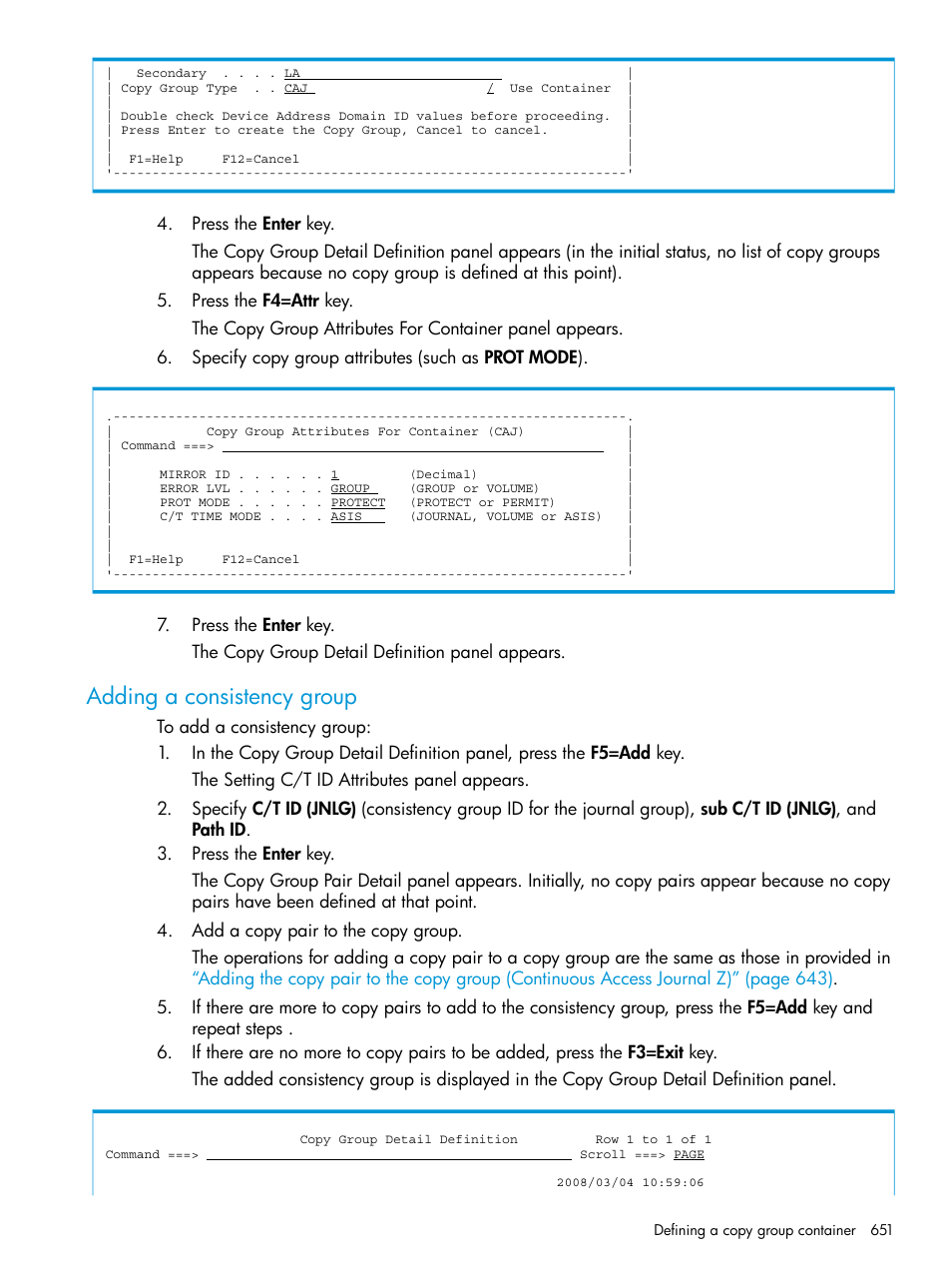 Adding a consistency group, Adding | HP XP Racks User Manual | Page 651 / 764