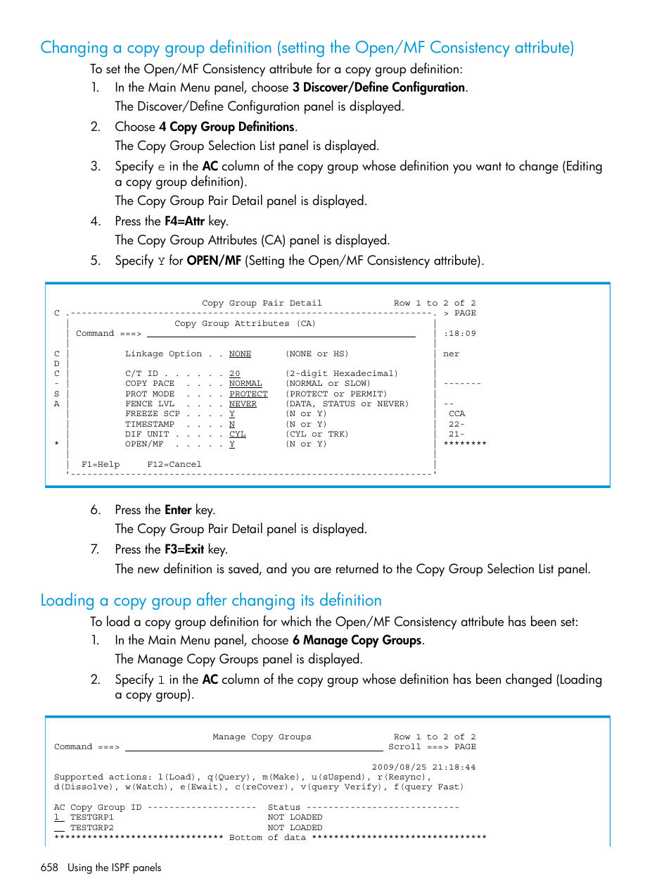 Loading a copy group after changing its definition | HP XP Racks User Manual | Page 658 / 764