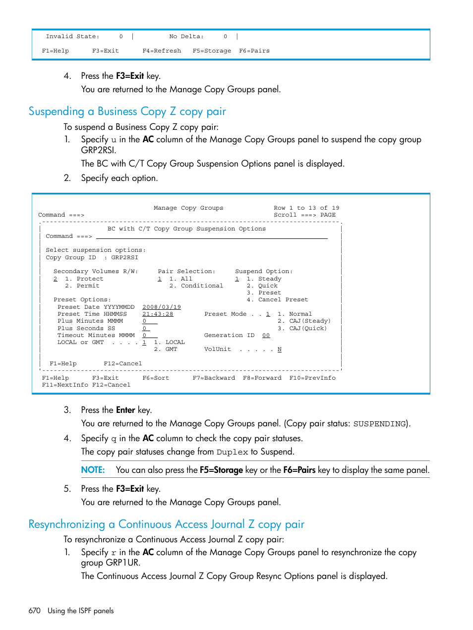 Suspending a business copy z copy pair | HP XP Racks User Manual | Page 670 / 764