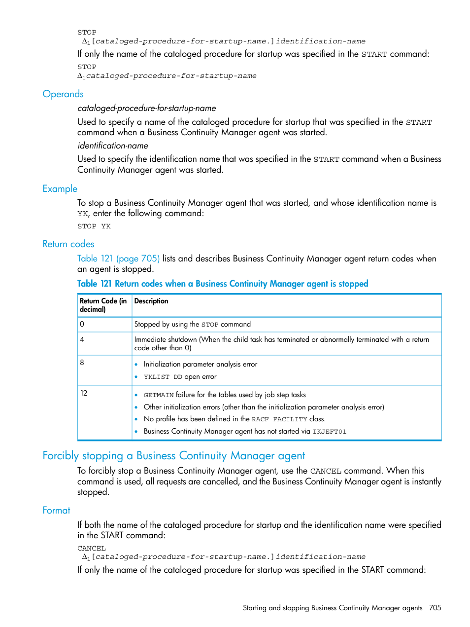 Operands, Example, Return codes | Format, Operands example return codes | HP XP Racks User Manual | Page 705 / 764