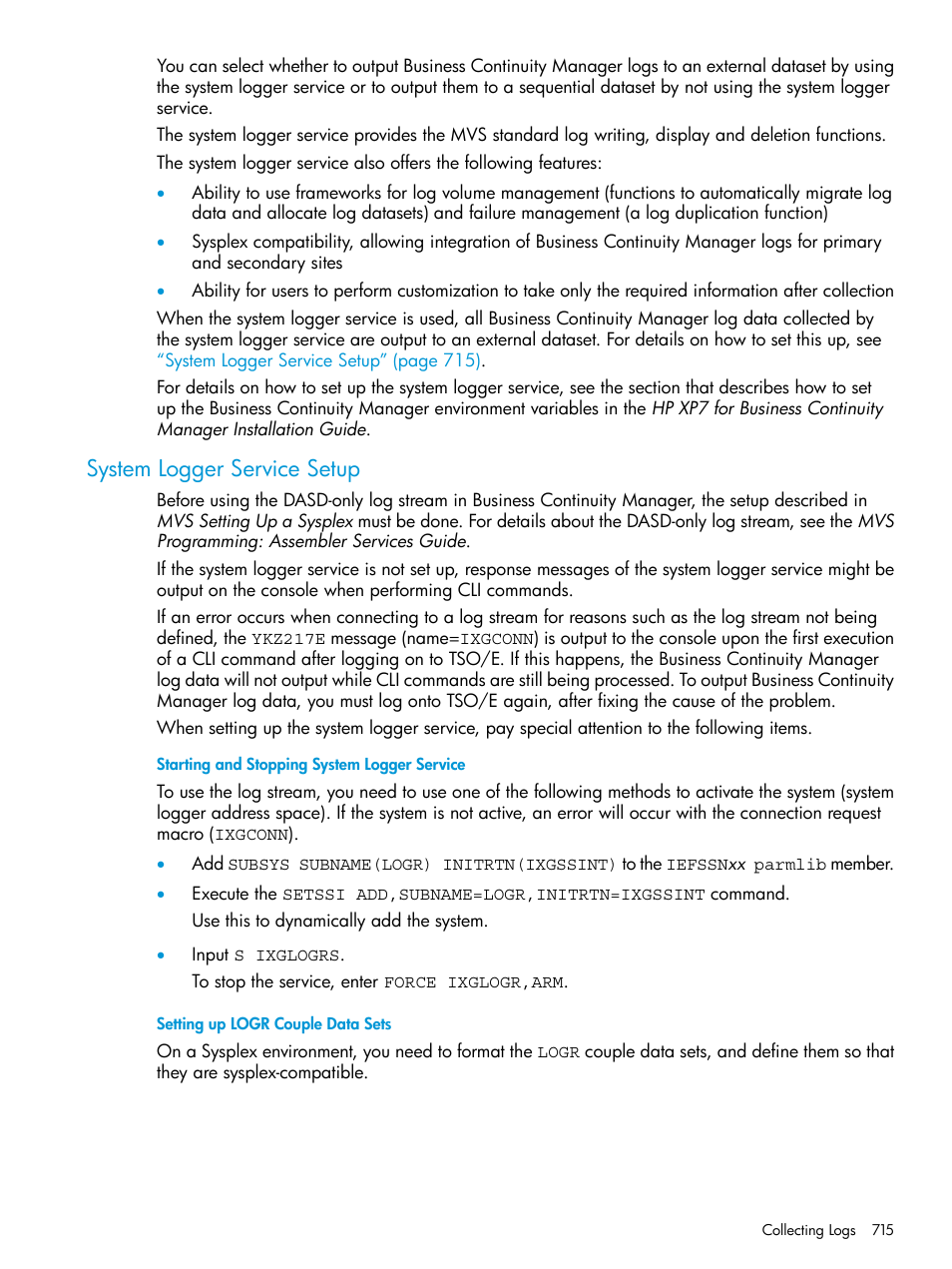System logger service setup | HP XP Racks User Manual | Page 715 / 764