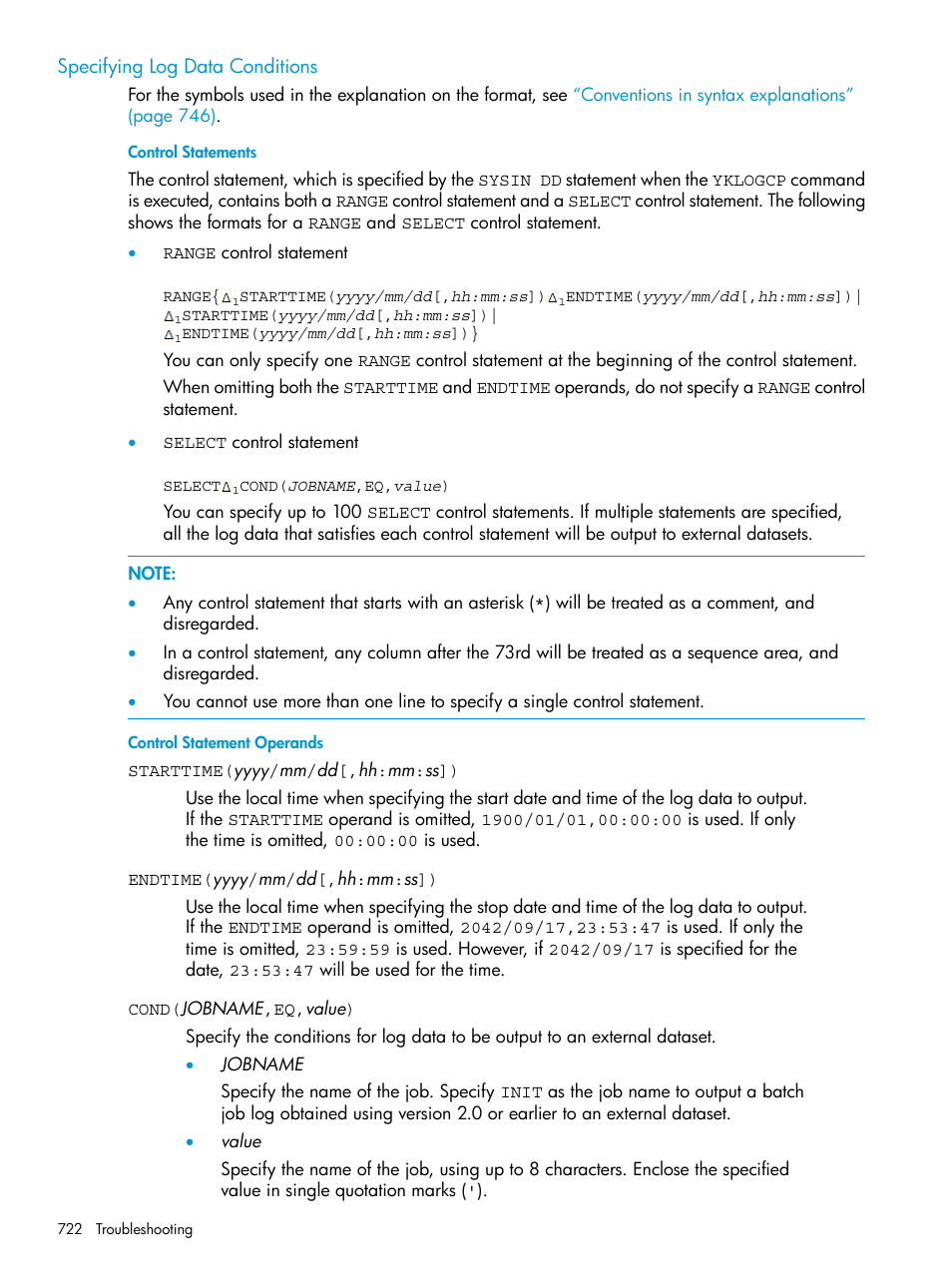 Specifying log data conditions | HP XP Racks User Manual | Page 722 / 764