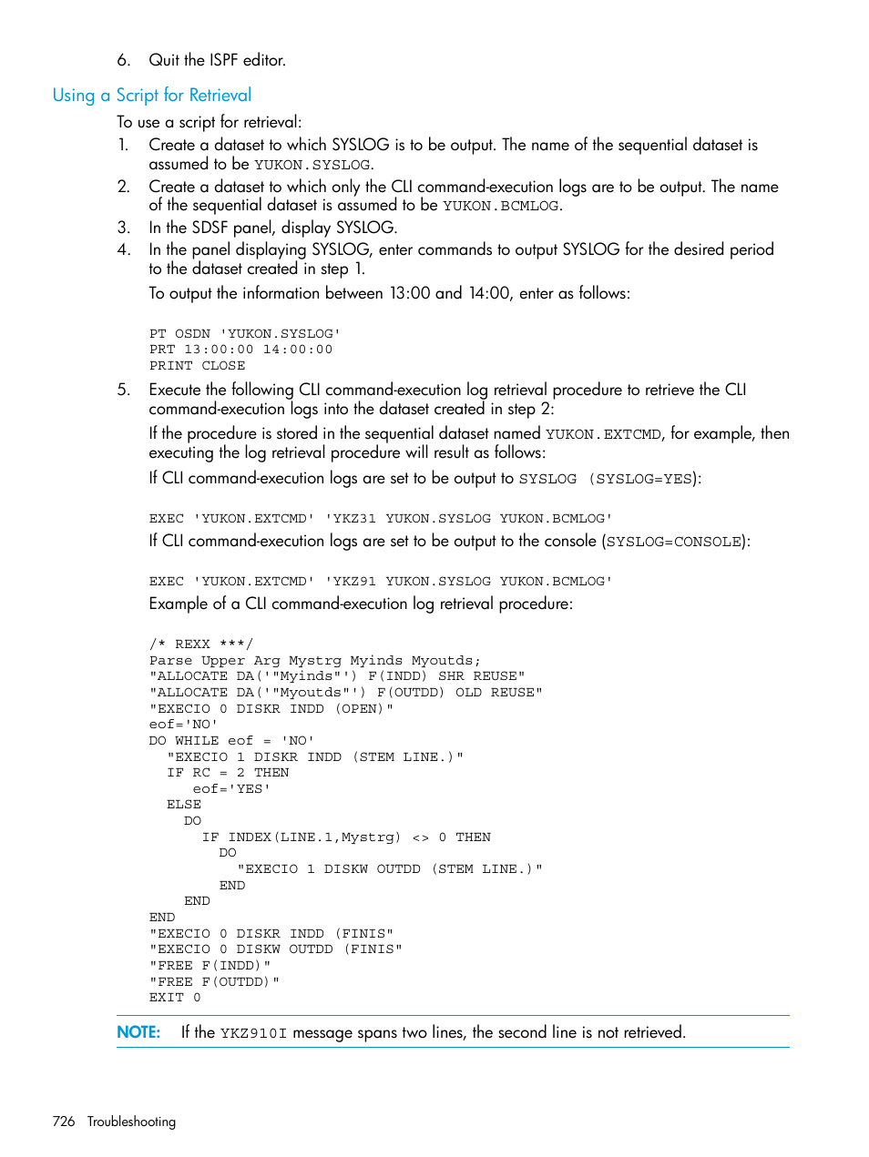 Using a script for retrieval | HP XP Racks User Manual | Page 726 / 764