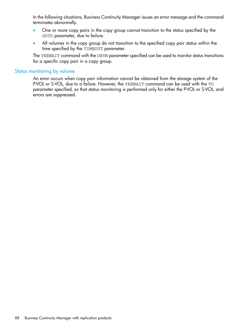 Status monitoring by volume | HP XP Racks User Manual | Page 88 / 764