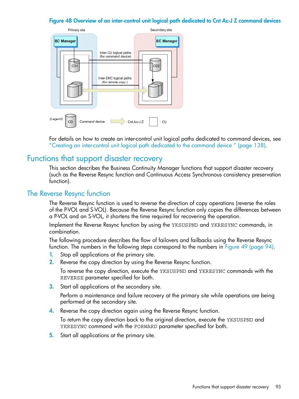 Functions that support disaster recovery, The reverse resync function | HP XP Racks User Manual | Page 93 / 764