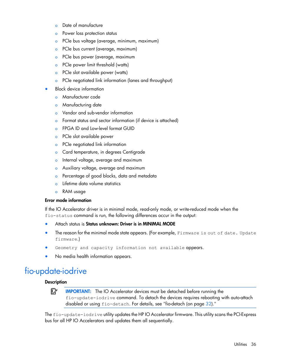 Fio-update-iodrive | HP IO Accelerator for BladeSystem c-Class User Manual | Page 36 / 57