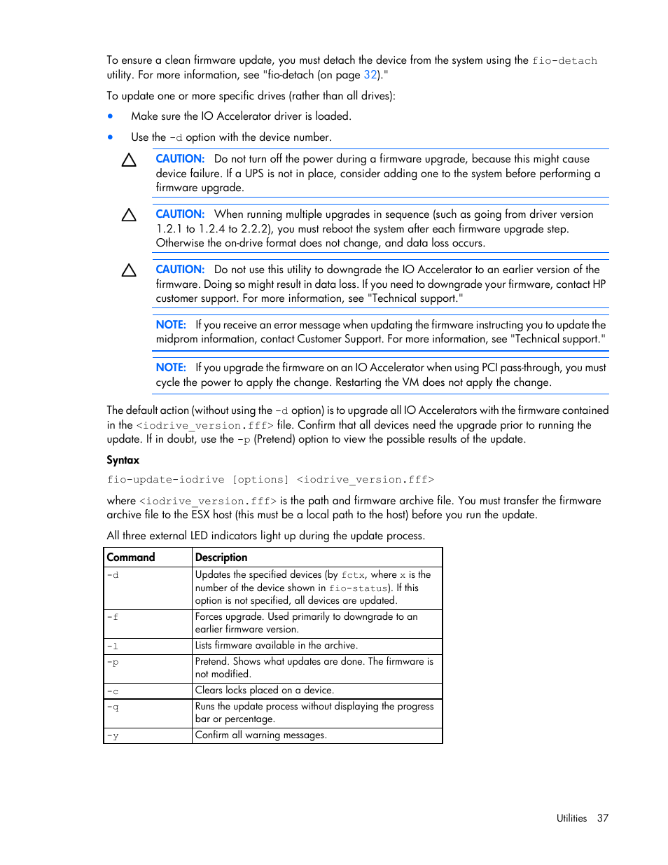 HP IO Accelerator for BladeSystem c-Class User Manual | Page 37 / 57