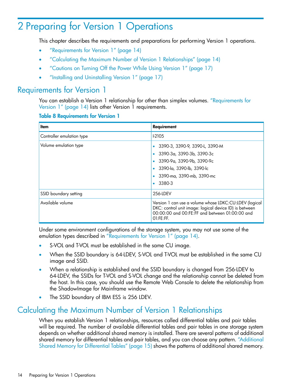 2 preparing for version 1 operations, Requirements for version 1 | HP StorageWorks XP Remote Web Console Software User Manual | Page 14 / 161