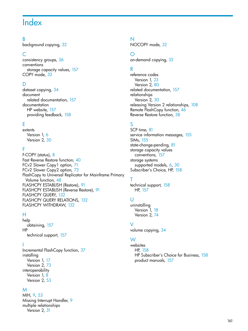 Index | HP StorageWorks XP Remote Web Console Software User Manual | Page 161 / 161