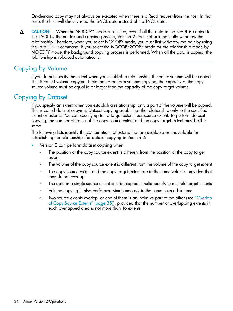 Copying by volume, Copying by dataset, Copying by volume copying by dataset | HP StorageWorks XP Remote Web Console Software User Manual | Page 34 / 161