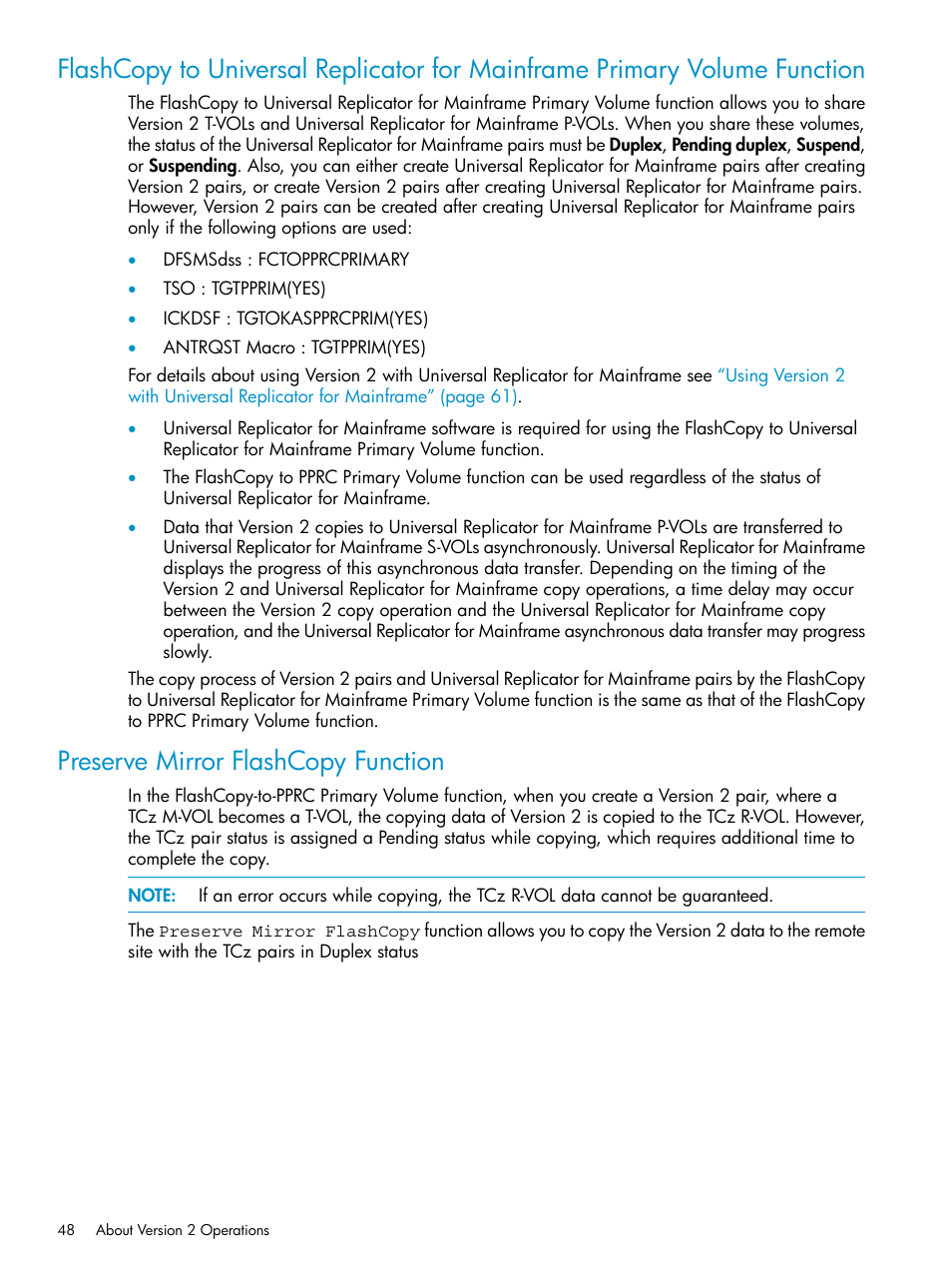 Preserve mirror flashcopy function | HP StorageWorks XP Remote Web Console Software User Manual | Page 48 / 161