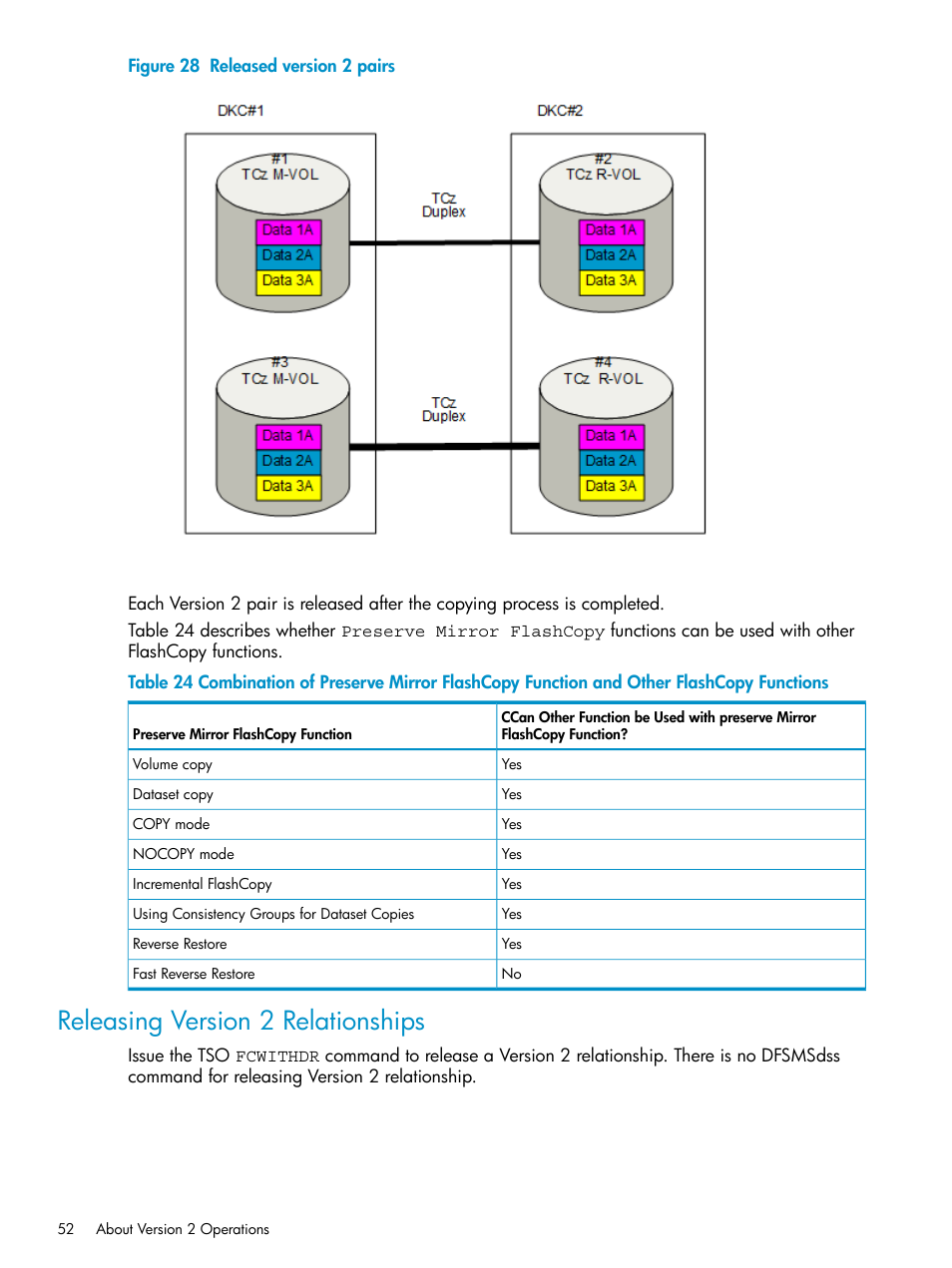 Releasing version 2 relationships | HP StorageWorks XP Remote Web Console Software User Manual | Page 52 / 161