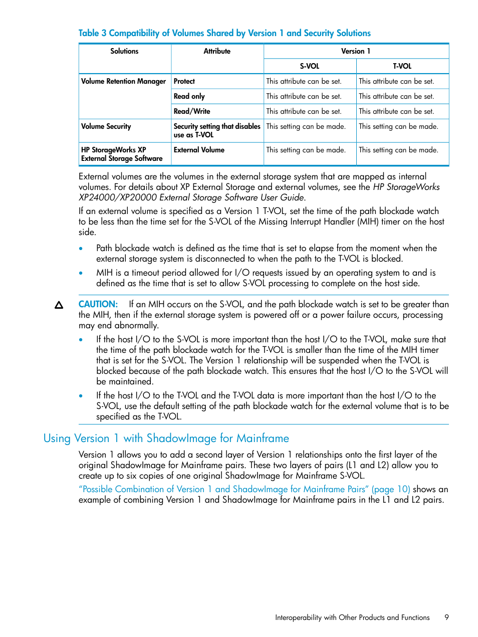 Using version 1 with shadowimage for mainframe | HP StorageWorks XP Remote Web Console Software User Manual | Page 9 / 161