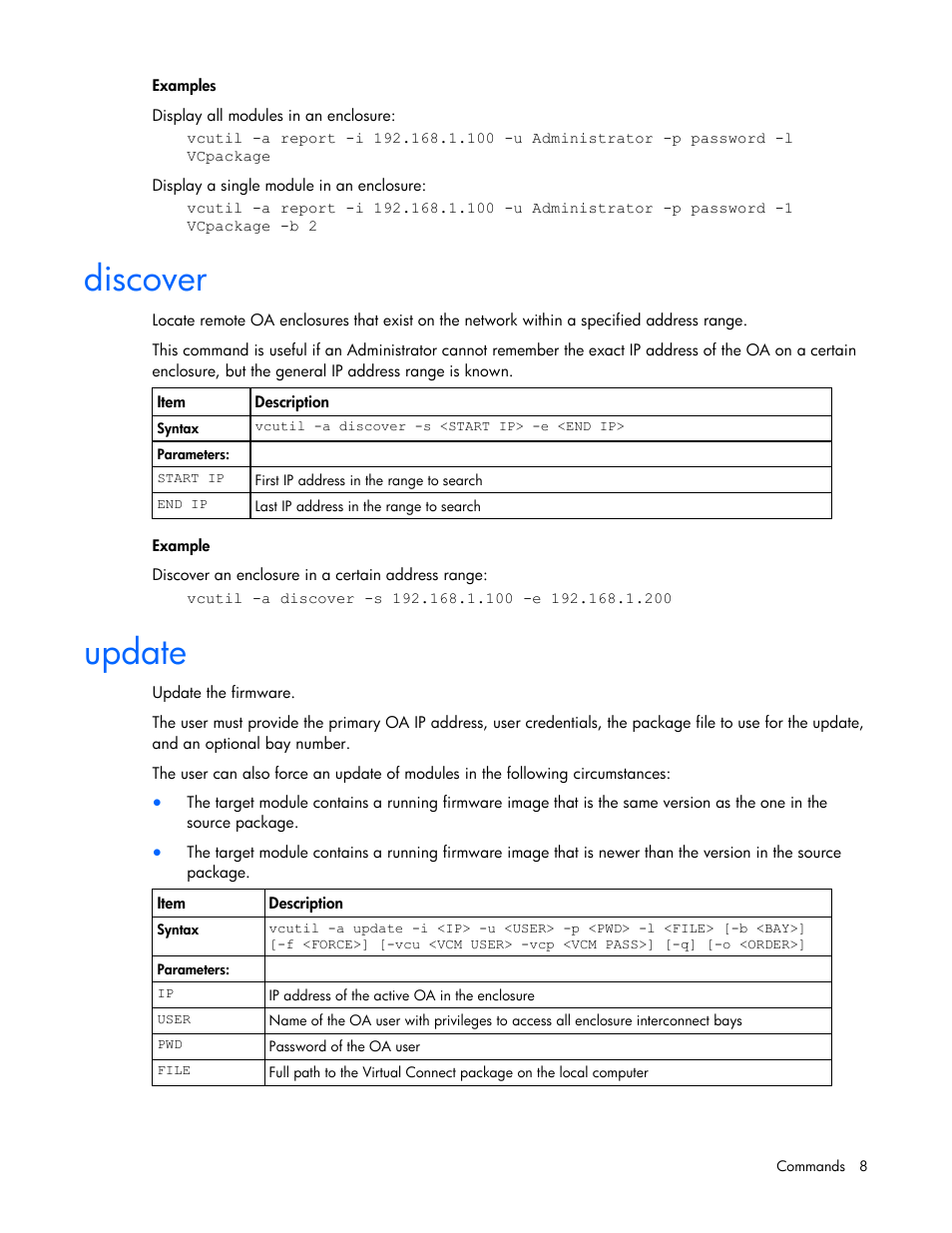 Discover, Update | HP Virtual Connect 1.10Gb-F Ethernet Module for c-Class BladeSystem User Manual | Page 8 / 13