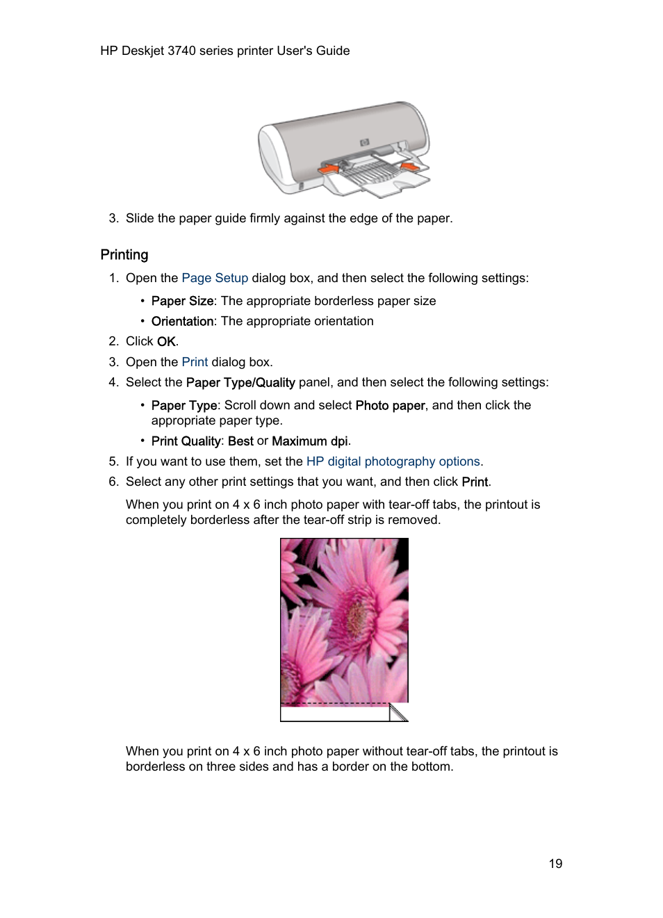 Printing | HP Deskjet 3745 Color Inkjet Printer User Manual | Page 19 / 75