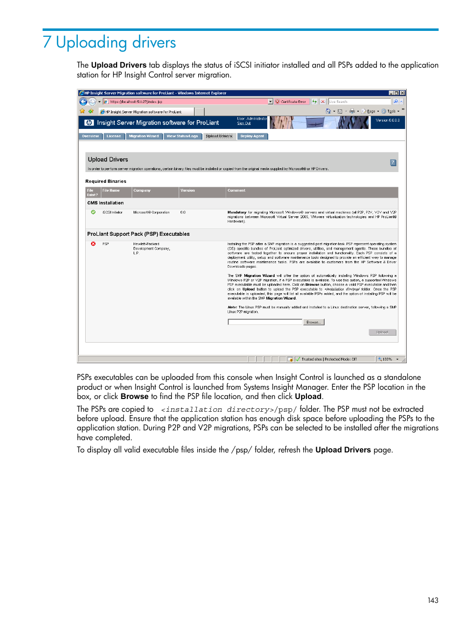 7 uploading drivers | HP Insight Control User Manual | Page 143 / 173