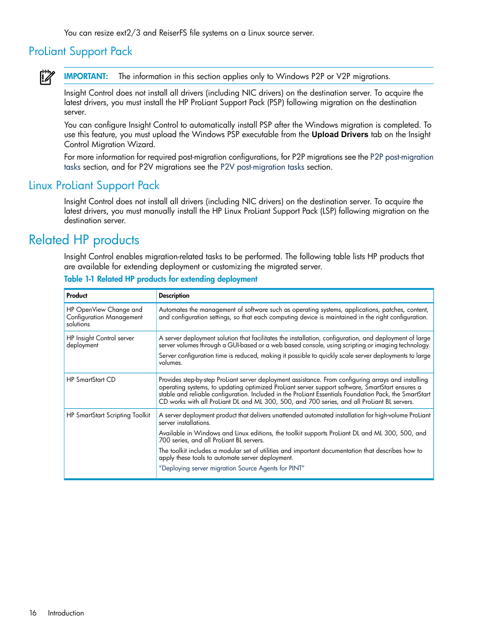 Proliant support pack, Linux proliant support pack, Related hp products | Proliant support pack linux proliant support pack, Related hp products for extending deployment | HP Insight Control User Manual | Page 16 / 173