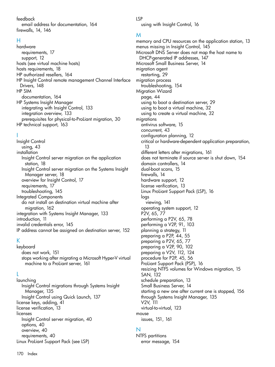 HP Insight Control User Manual | Page 170 / 173