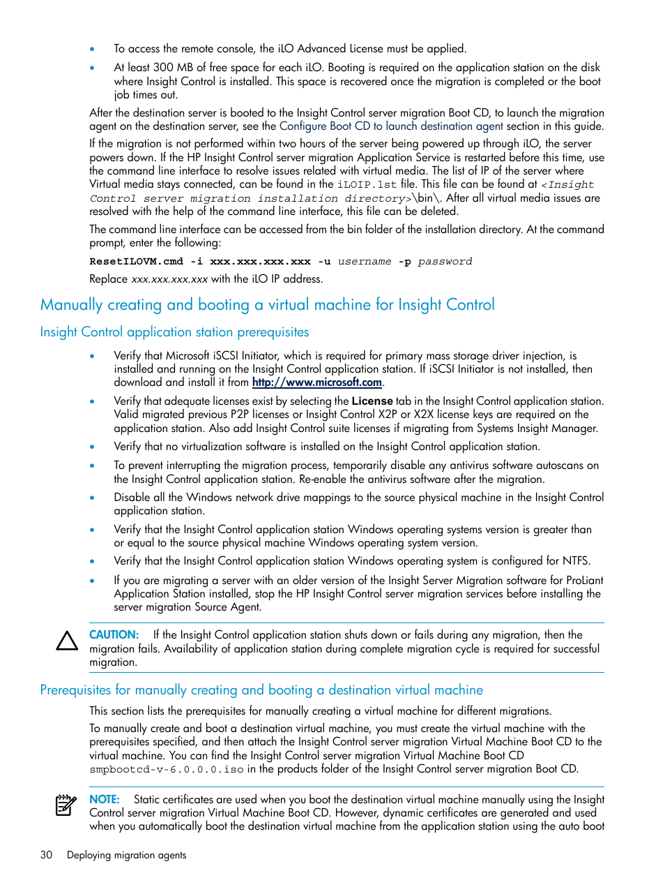 Insight control application station prerequisites | HP Insight Control User Manual | Page 30 / 173