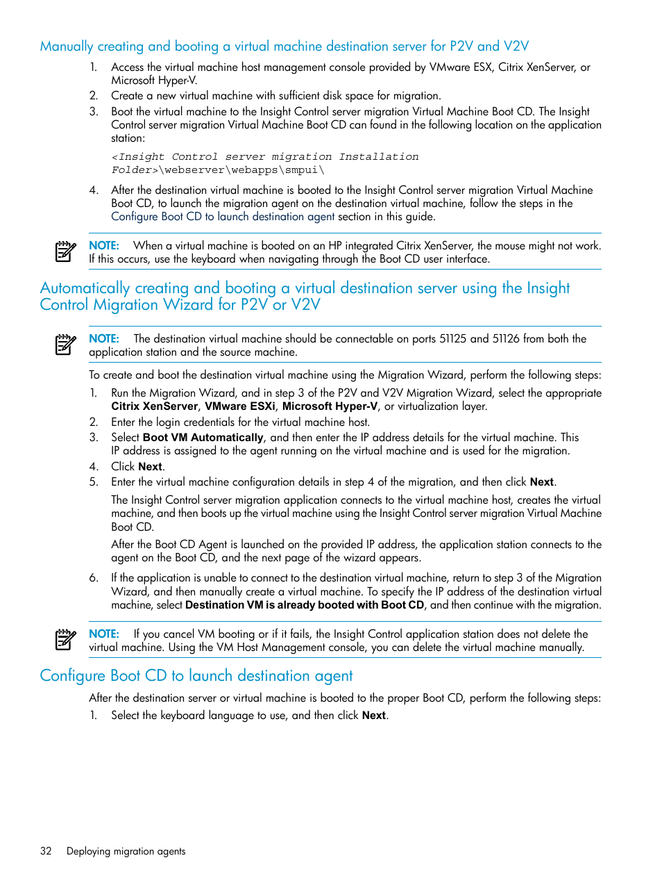 Configure boot cd to launch destination agent | HP Insight Control User Manual | Page 32 / 173
