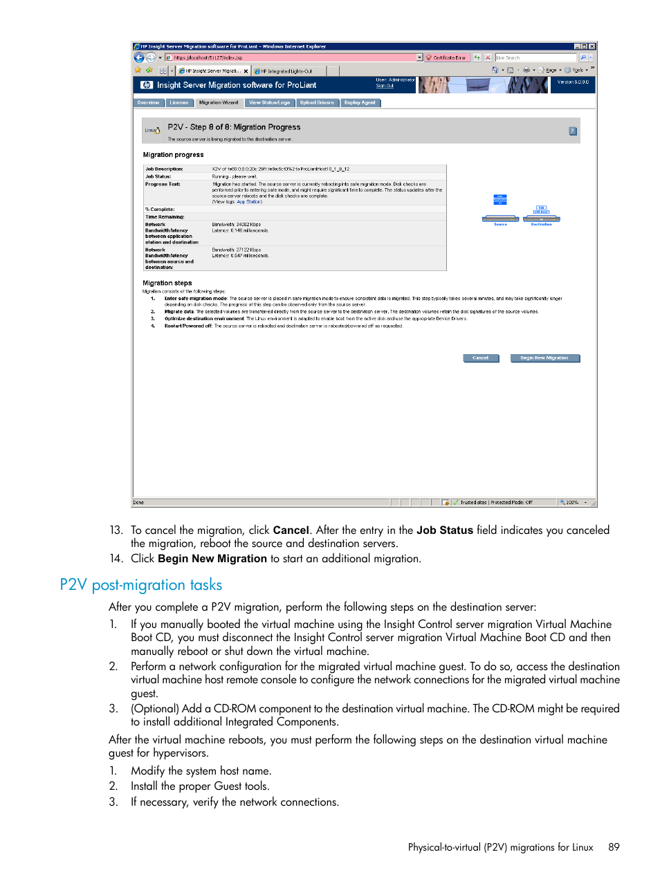 P2v post-migration tasks | HP Insight Control User Manual | Page 89 / 173