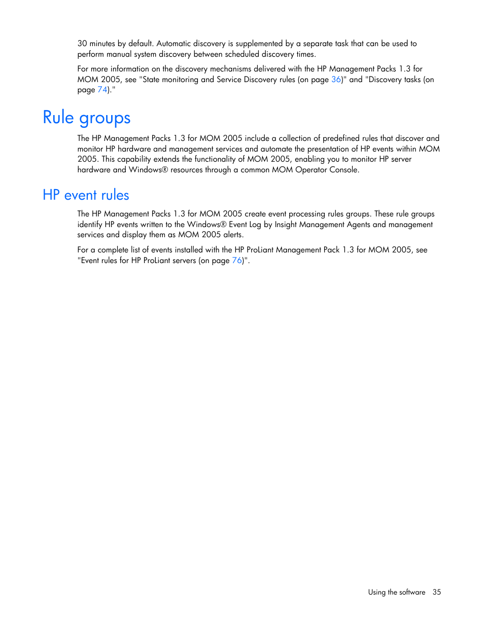 Rule groups, Hp event rules | HP Microsoft Operations Manager Software User Manual | Page 35 / 116