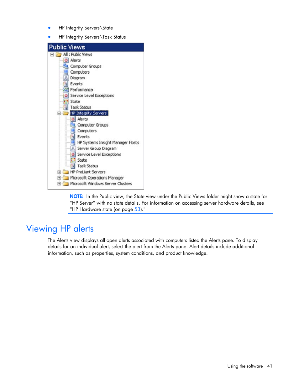 Viewing hp alerts | HP Microsoft Operations Manager Software User Manual | Page 41 / 116