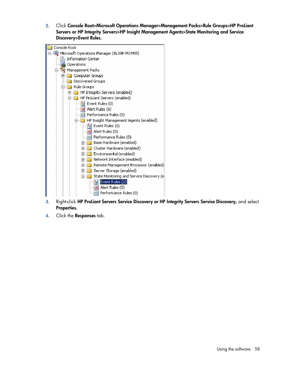 HP Microsoft Operations Manager Software User Manual | Page 58 / 116