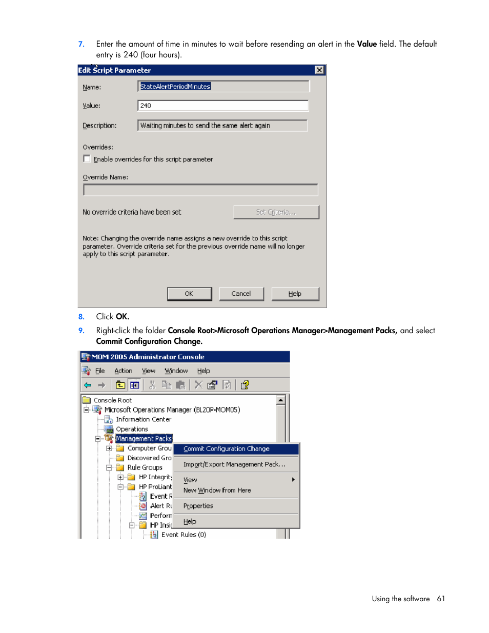 HP Microsoft Operations Manager Software User Manual | Page 61 / 116