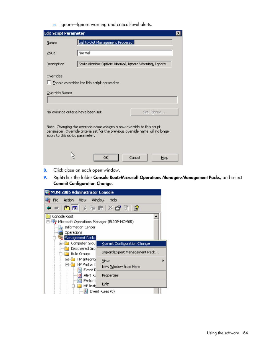 HP Microsoft Operations Manager Software User Manual | Page 64 / 116