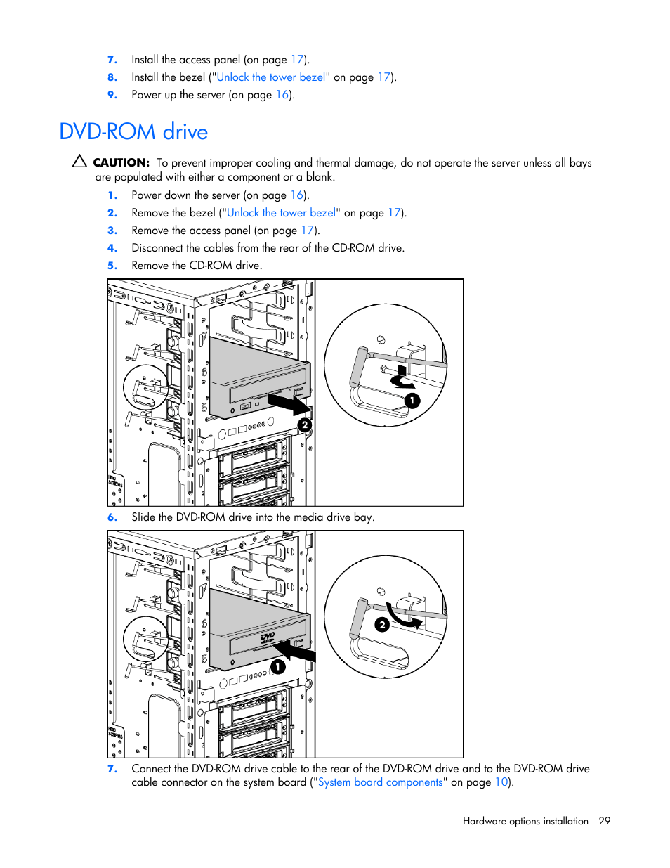 Dvd-rom drive | HP ProLiant ML310 G4 Server User Manual | Page 29 / 88