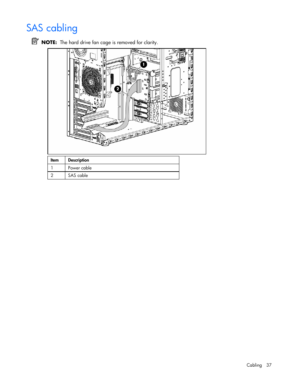 Sas cabling | HP ProLiant ML310 G4 Server User Manual | Page 37 / 88
