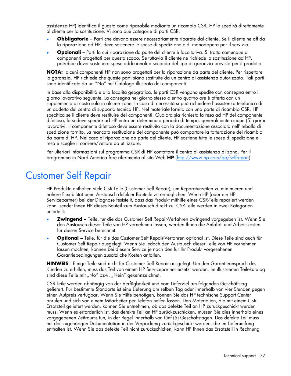 Customer self repair | HP ProLiant ML310 G4 Server User Manual | Page 77 / 88