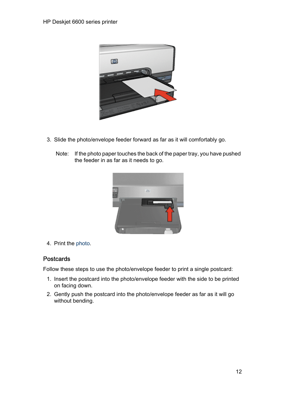 Postcards | HP Deskjet 6620 Color Inkjet Printer User Manual | Page 12 / 169